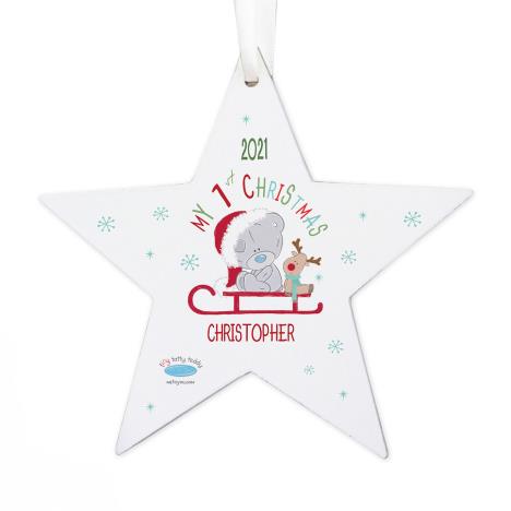 Personalised Tiny Tatty Teddy My 1st Christmas Sleigh Star Decoration £10.99